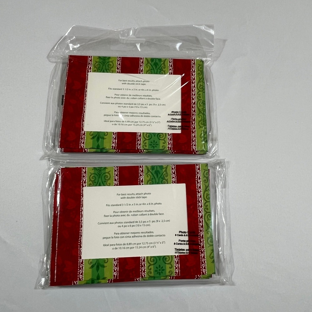Studio18 Photo Greeting Cards Christmas 16ct Red Green Damask Stripe 4x6 3.5x5